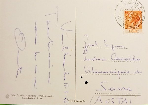 Cartolina - Valle d'Aosta - Valtournenche - Visione - 1956