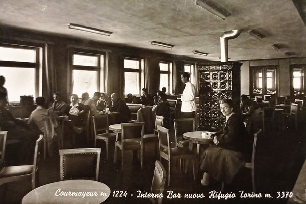 Cartolina - Courmayeur - Interno Bar nuovo Rifugio Torino - …