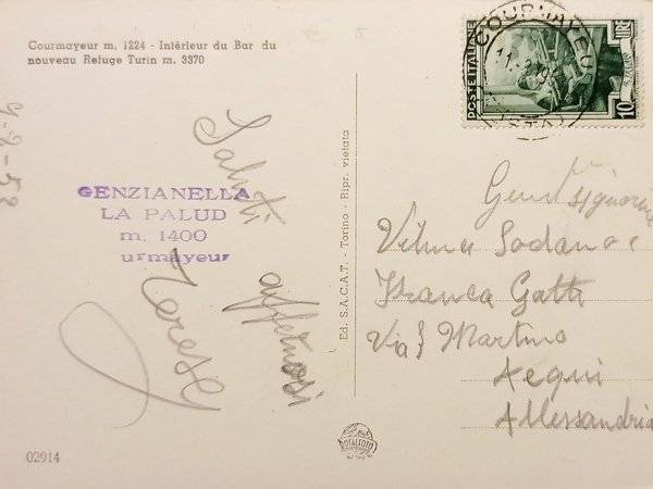 Cartolina - Courmayeur - Interno Bar nuovo Rifugio Torino - …