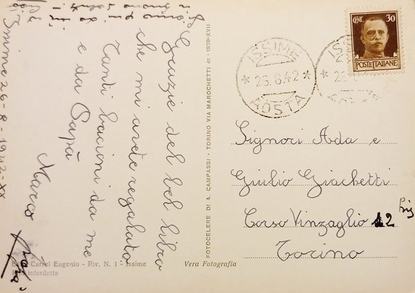 Cartolina - Issime - Albergo Issime - 1942