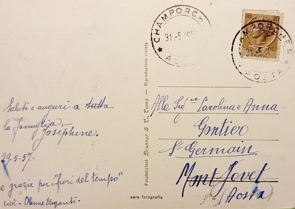 Cartolina - Champorcher - Valle d'Aosta - 1957