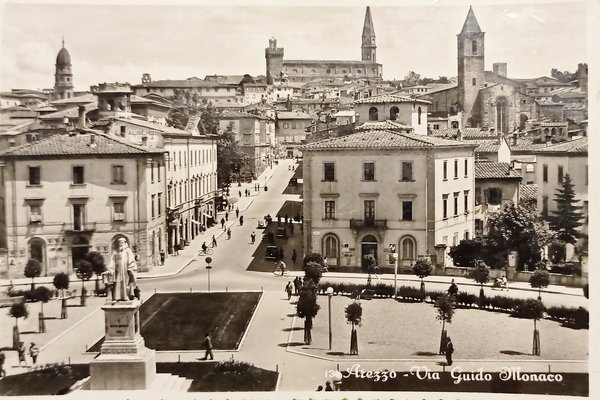 Cartolina - Arezzo - Via Guido Monaco - 1953