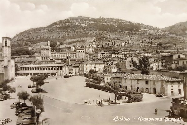 Cartolina - Gubbio - Panorama parziale - 1955 ca.