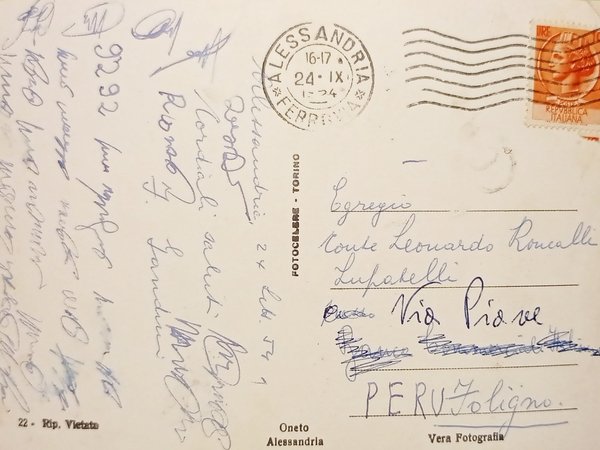 Cartolina - Alessandria - Giardini con Grattacielo - 1954