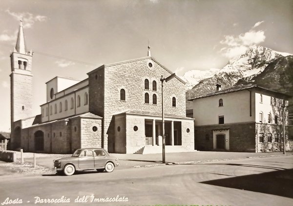 Cartolina - Aosta - Parrocchia dell'Immacolata - 1950 ca.