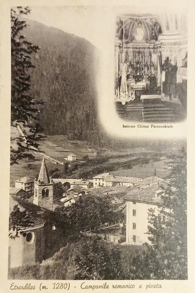 Cartolina - Etroubles ( Valle d'Aosta ) - Campanile romanico …