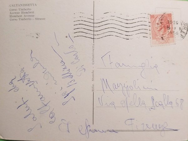 Cartolina - Caltanissetta - Corso Umberto - 1956