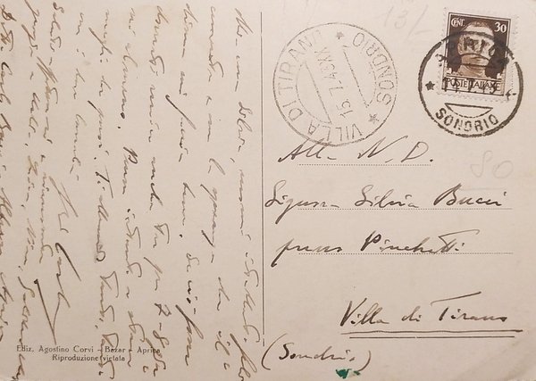 Cartolina - Aprica - Veduta Generale - 1943