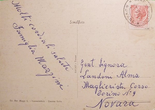 Cartolina - Quarna Sotto ( Verbano-Cusio-Ossola ) - 1955