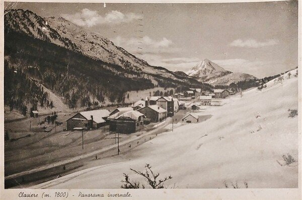 Cartolina - Claviere - Panorama invernale - 1936
