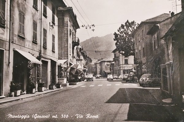 Cartolina - Montoggio ( Genova ) - Via Roma - …