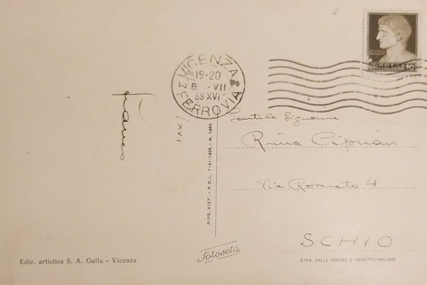 Cartolina - Vicenza - Basilica - Particolare - 1938