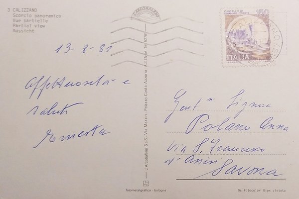 Cartolina - Calizzano - Scorcio panoramico - 1981