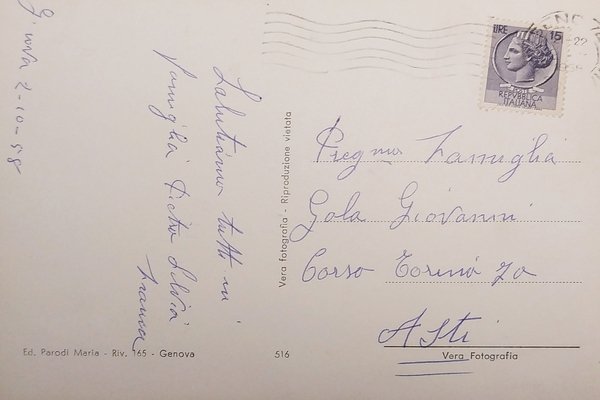 Cartolina - Genova - Piazza S. Rocco - 1958