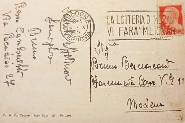 Cartolina - Bologna - Piazza Vittorio col Palazzo del Podestà …