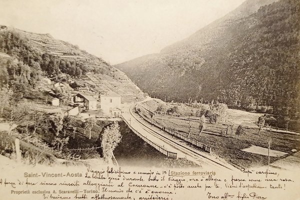 Cartolina - Saint Vincent - Aosta - Stazione Ferroviaria - …