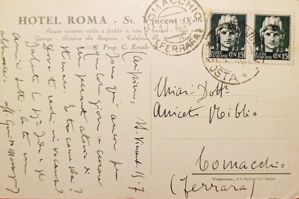 Cartolina - Hotel Roma - St. Vincent ( Valle d'Aosta …