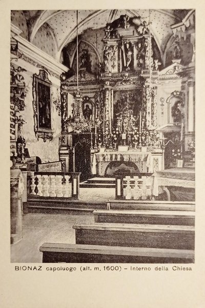Cartolina - Bionaz - Interno della Chiesa - 1920 ca.