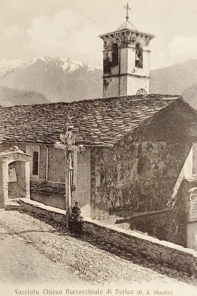 Cartolina - Facciata Chiesa Parrocchiale di Perloz ( Valle d'Aosta …