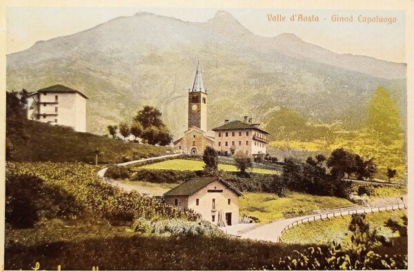 Cartolina - Gignod Capoluogo - Valle d'Aosta - 1920 ca.