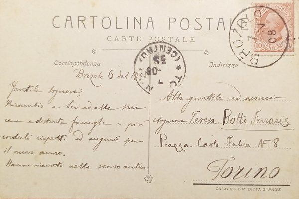 Cartolina - Panorama di Brozolo - Circondario di Torino - …