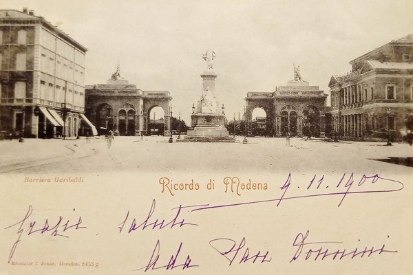 Cartolina - Ricordo di Modena - Barriera Garibaldi - 1900