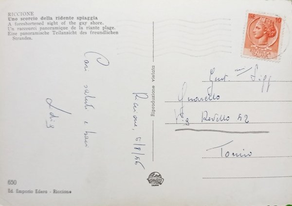 Cartolina - Riccione - Uno Scorcio della Ridente Spiaggia - … | Immagine Gallery 2