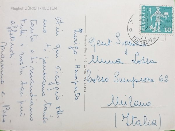 Cartolina - Aeroporto di Zurigo-Kloten (Flughafen Zürich) - 1966 | Immagine Gallery 2