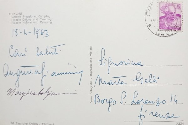 Cartolina - Chiavari - Colonia Piaggio e Camping - 1963 | Immagine Gallery 2