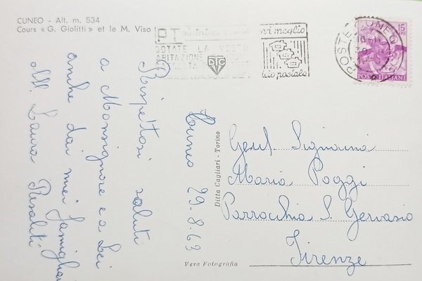 Cartolina - Cuneo - Corso G. Giolitti - M. Viso …