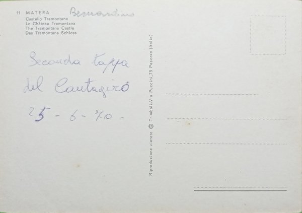 Cartolina - Matera - Castello Tramontano - 1970