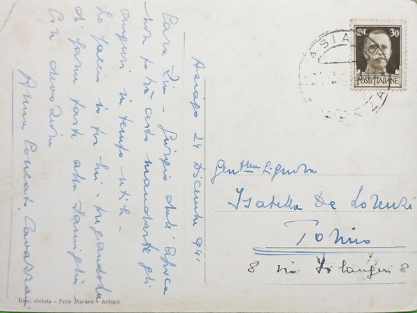 Cartolina - Asiago d'Inverno - Parco Rimembranza - 1941 | Immagine Gallery 2