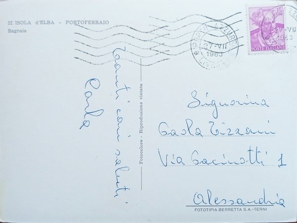 Cartolina - Isola d'Elba - Portoferraio - Bagnai - 1963