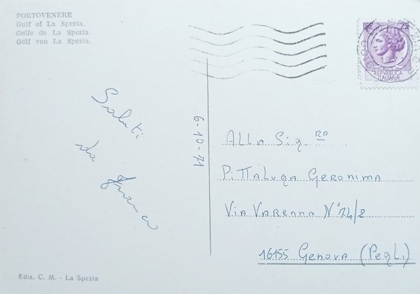 Cartolina - Portovenere - Golfo della Spezia - 1971