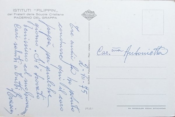 Cartolina - Istituti Filippin - Paderno del Grappa - 1975