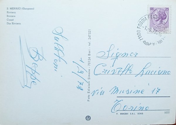 Cartolina - S. Menaio ( Gargano ) - Riviera - …