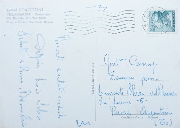 Cartolina - Hotel Stacchini - Villamarina - Cesenatico - 1967