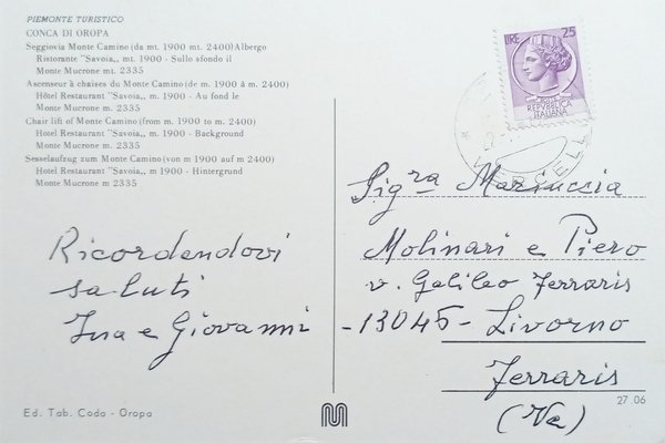 Cartolina - Piemonte Turistico - Conca di Oropa - 1960 …