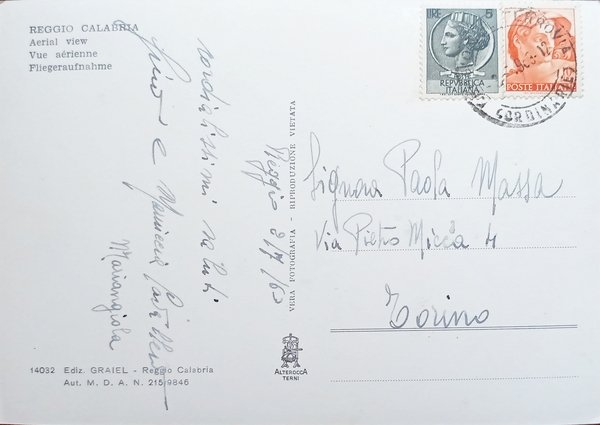 Cartolina - Reggio Calabria - Veduta aerea - 1963
