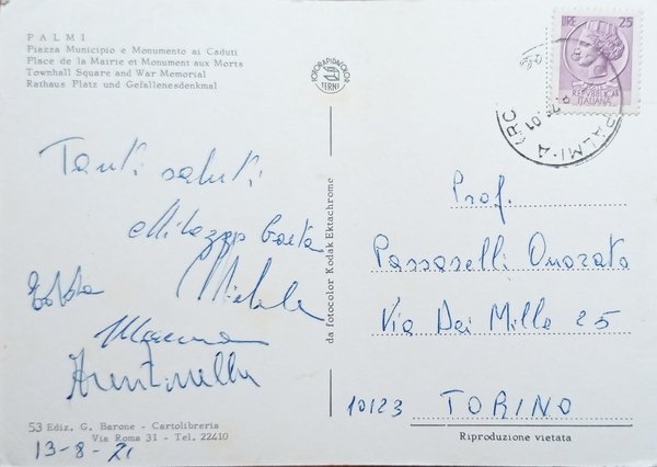 Cartolina - Palmi - Piazza Municipio e Monumento ai Caduti …