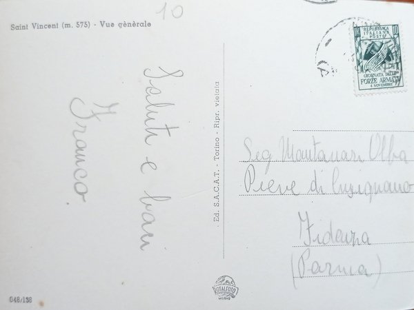 Cartolina - Saint Vincent - Panorama - 1956