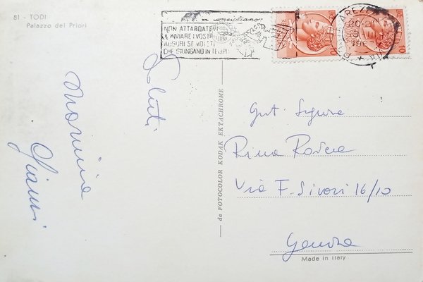 Cartolina - Todi ( Perugia ) - Palazzo dei Priori …