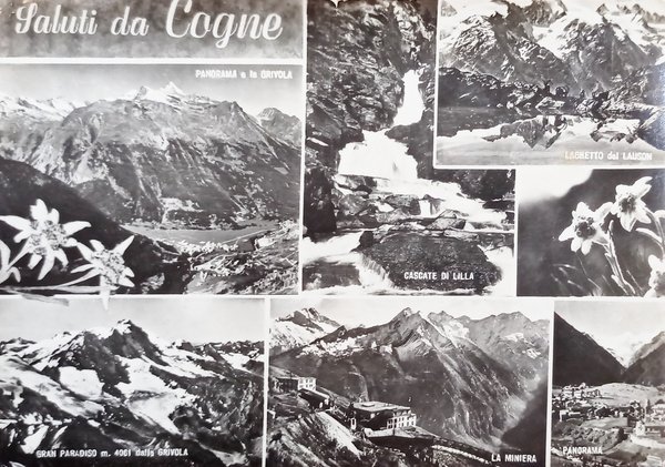 Cartolina - Saluti da Cogne - Vedute diverse - 1962