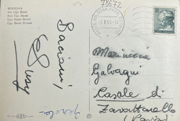 Cartolina - Bologna - Via Ugo Bassi - 1966