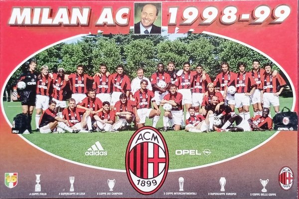Cartolina Sport Calcio - Milan AC 1998 - 1999