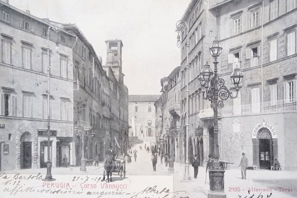 Cartolina - Perugia - Corso Umberto - 1905
