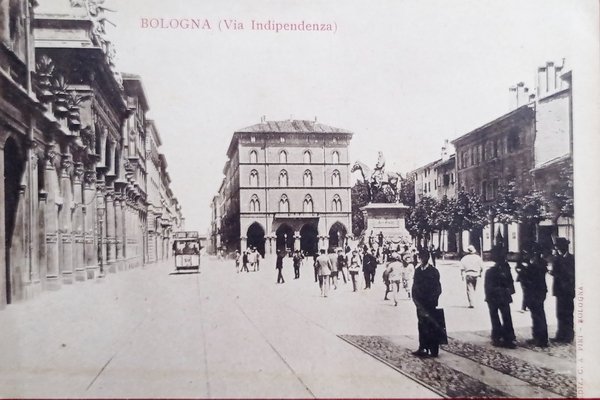 Cartolina - Bologna - Via Indipendenza - 1900 ca.