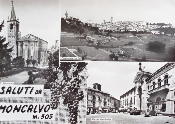 Cartolina - Saluti da Moncalvo - Vedute diverse - 1957