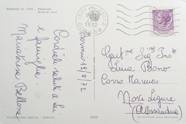 Cartolina - Bormio - Panorama - 1972
