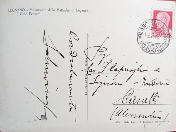 Cartolina - Legnano - Monumento della Battaglia di Legnano e …